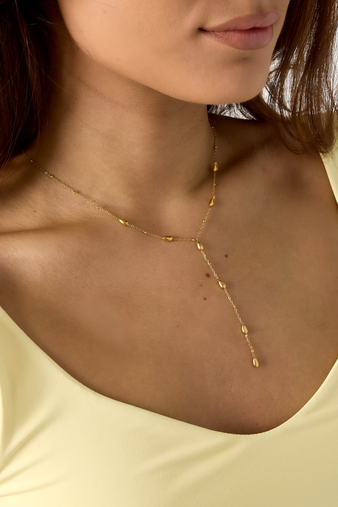 Y-line necklace with stones