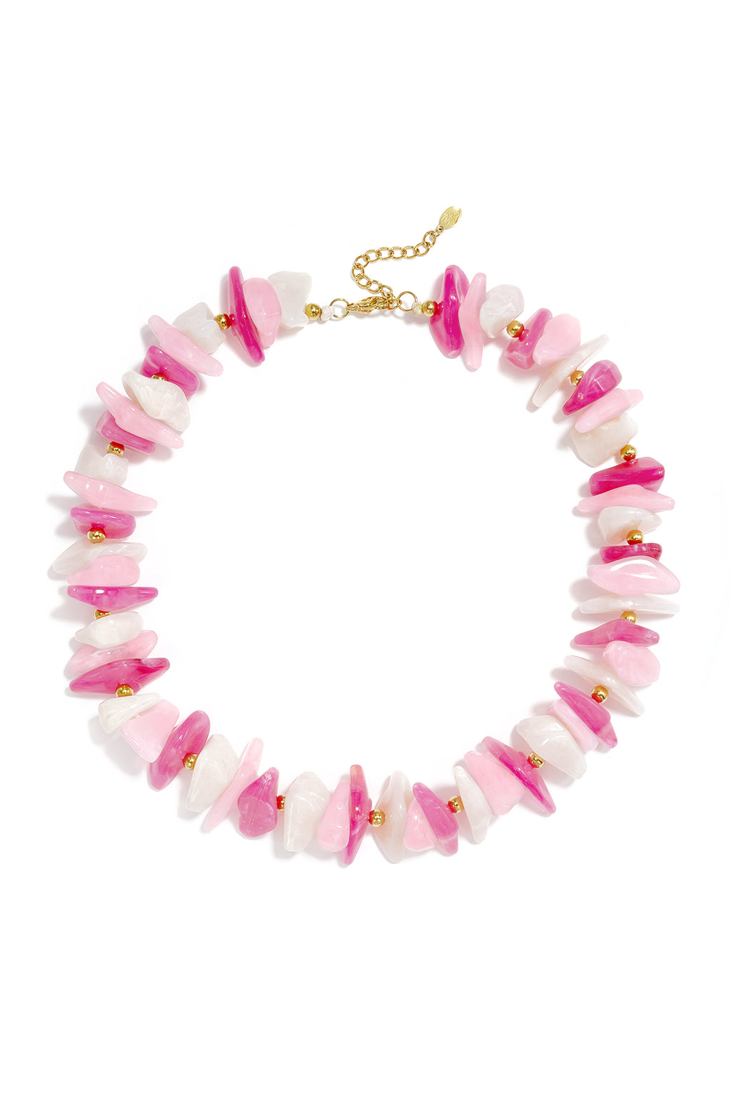 Beaded necklace with different shapes and colors of stones
