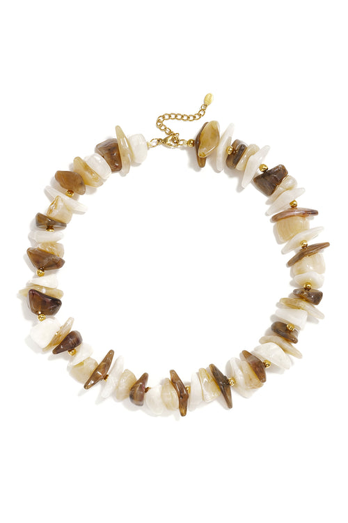 Beaded necklace with different shapes and colors of stones