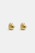 Softly shaped heart stud earrings with a matte effect