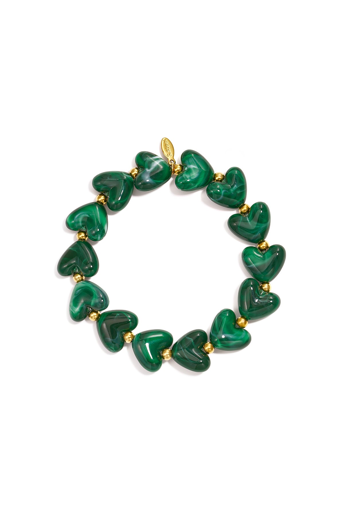 Elastic heart beaded bracelet