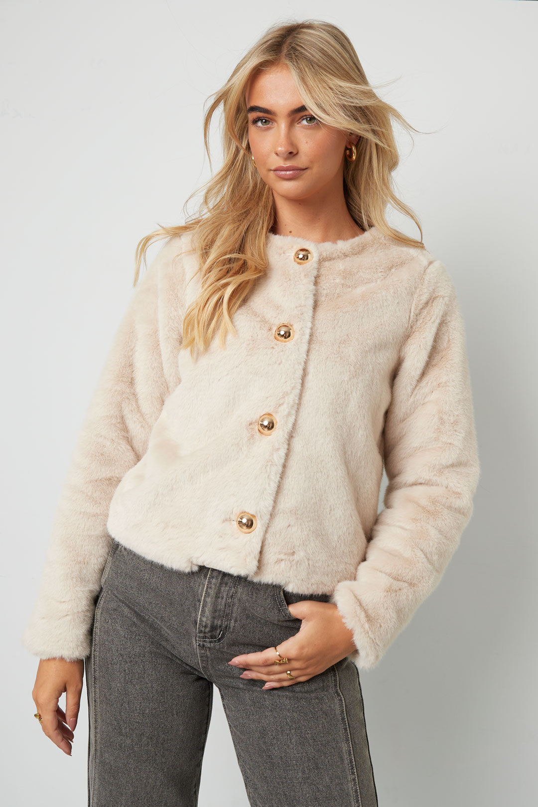 Woven Polyester Fiber Women's Jacket Elegant Solid Color Fall/Winter