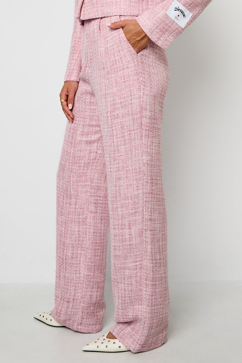 Woven Polyester Fiber Women's Straight Pants Elegant Checkered Fall/Winter