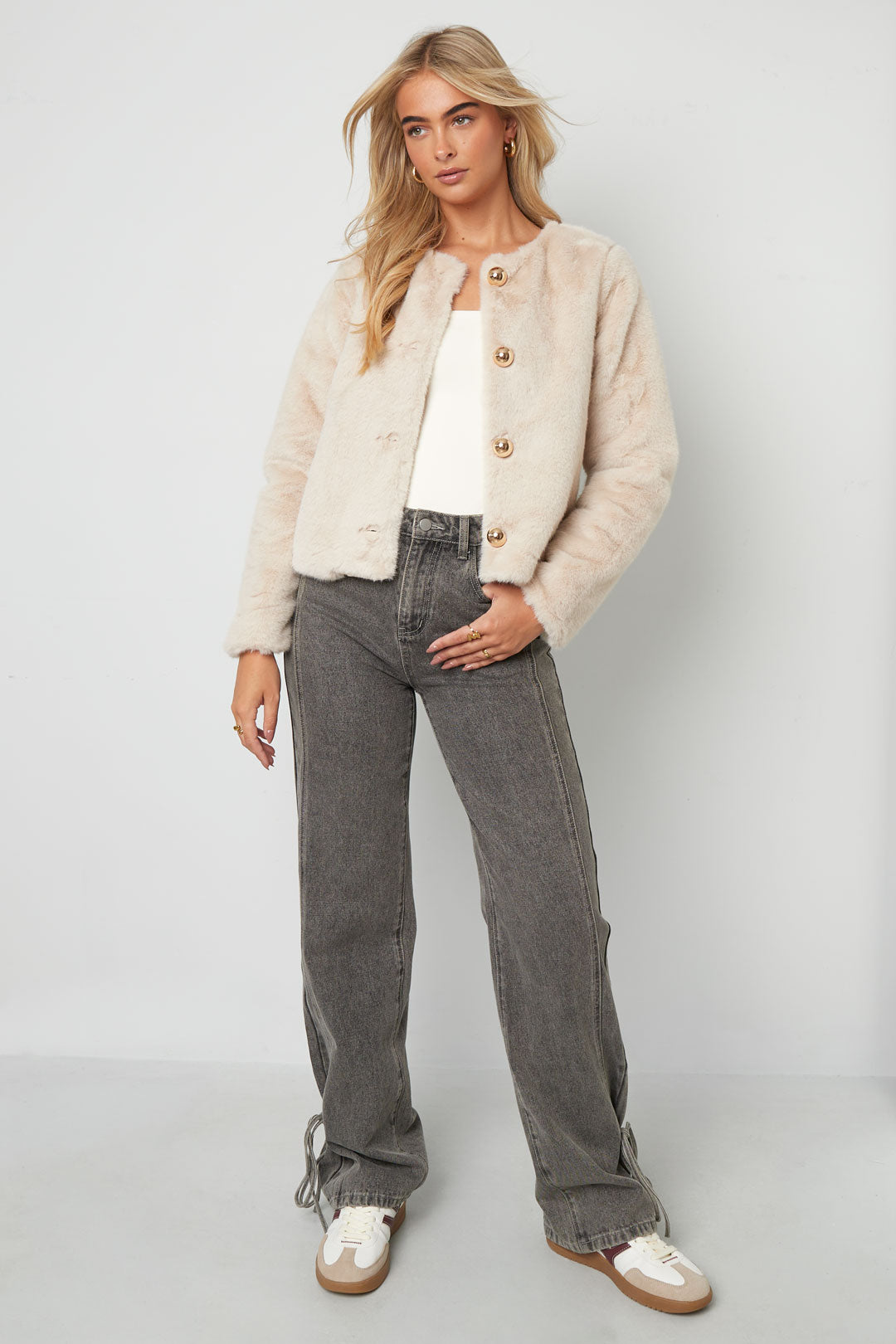 Woven Polyester Fiber Women's Jacket Elegant Solid Color Fall/Winter
