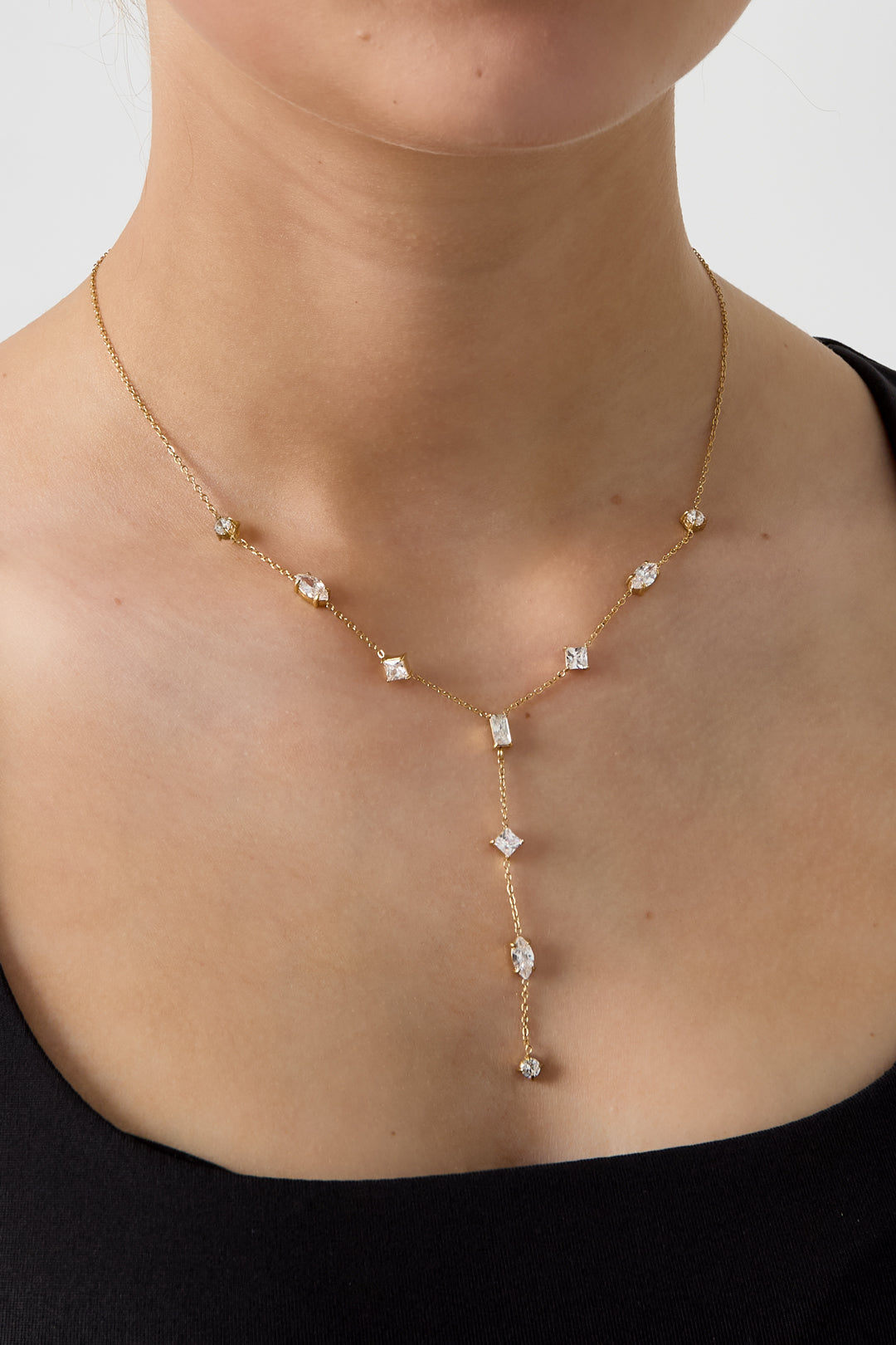 Y-line necklace with stones