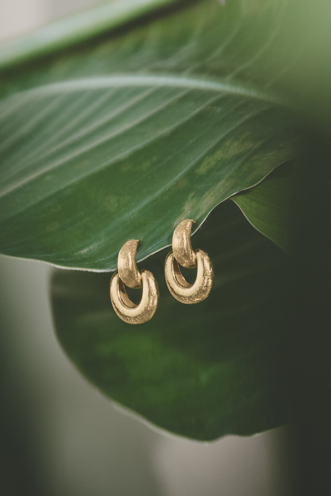 Organic link earrings with a matte effect